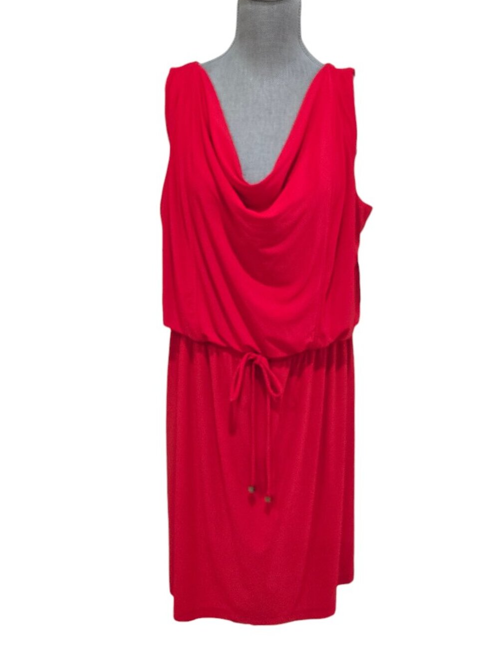 EMMA & MICHELE Red Sleeveless Cowl Drape Neck Dress XL